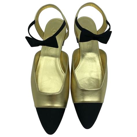 chanel gold shoes with bow|Chanel shoes price list.